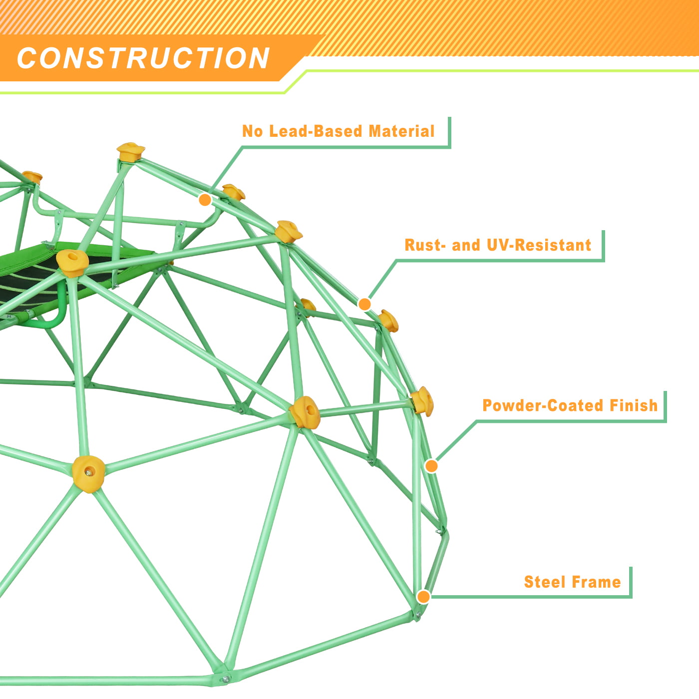 SMkidsport 8 FT Climbing Dome with Slide， Geometric Dome Climber for Kids 3-8， High Load Capacity， Anti-Rust and UV-Resistant Steel