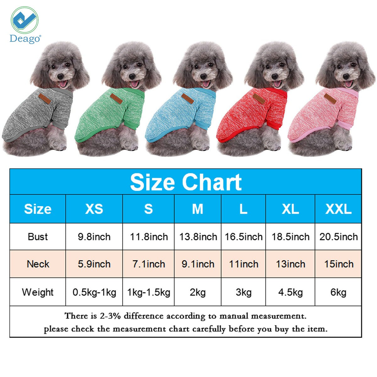 Deago Pet Dog Clothes Knitwear Dog Sweater Fleece Coat Soft Thickening Warm Pup Dogs Shirt Winter Puppy Sweater for Dogs
