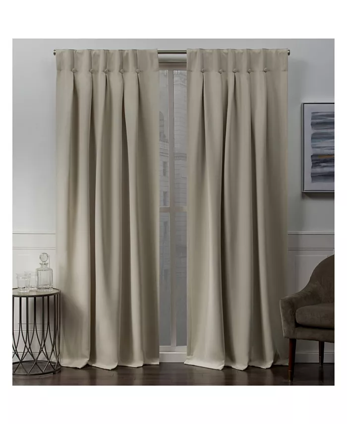 Exclusive Home Sateen Woven Blackout Button Top Window Curtain Panel Pair， 32