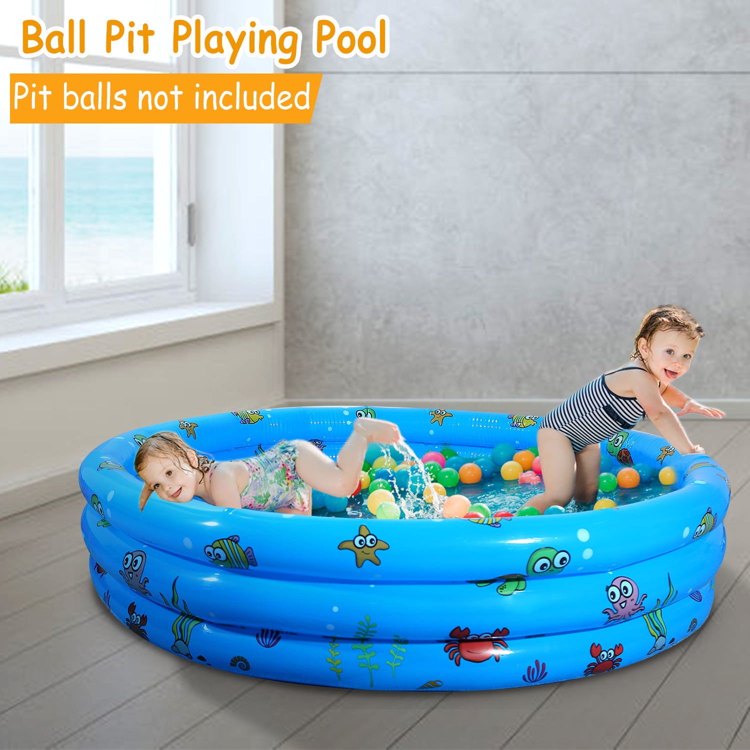 Kiddie Pool， I MOUNTEK Inflatable Baby Pool， 3 Rings Round Swimming Pool for Kids ，Inflatable and Kiddie Pools