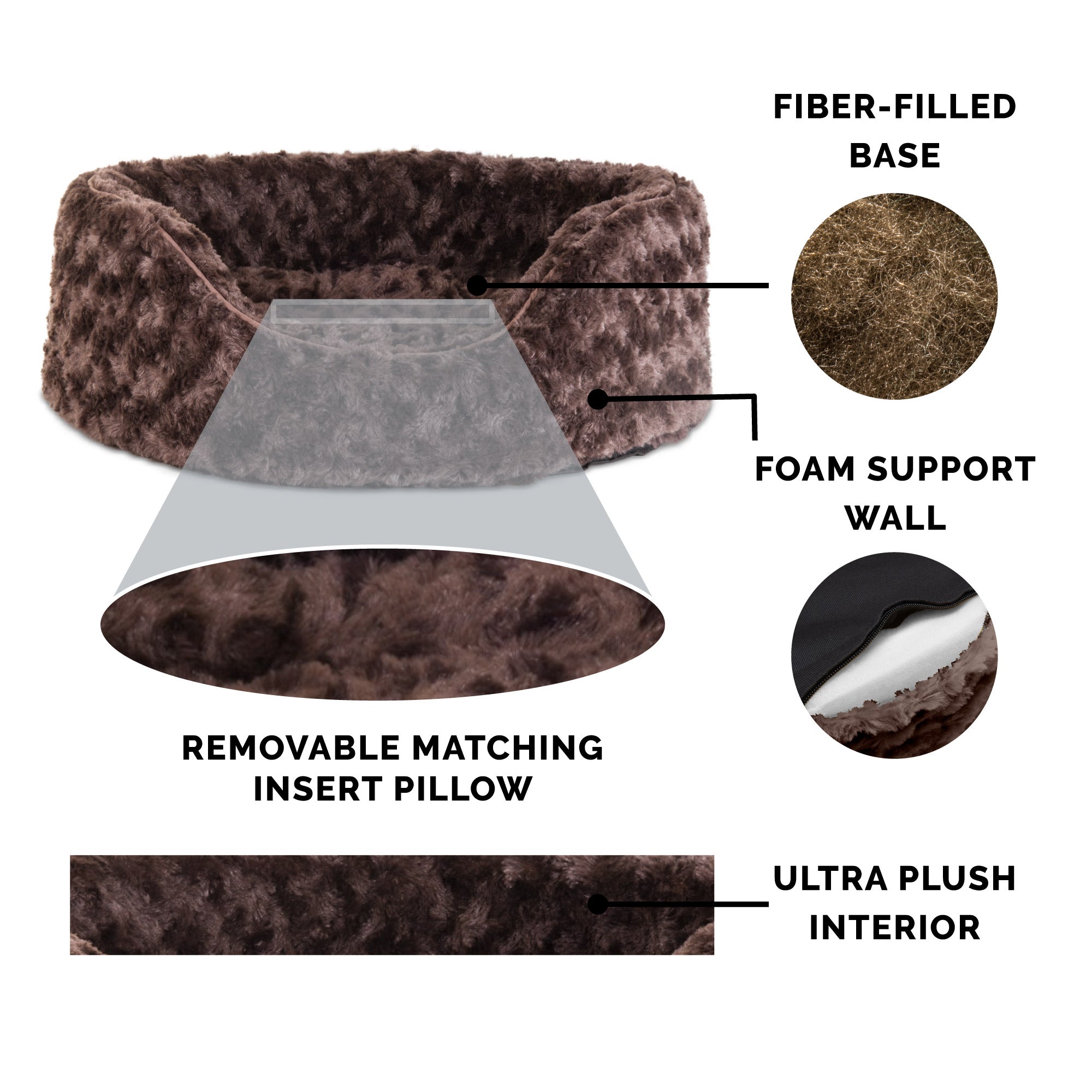 FurHaven | Oval Ultra Plush Pet Bed for Dogs and Cats， Chocolate， Small