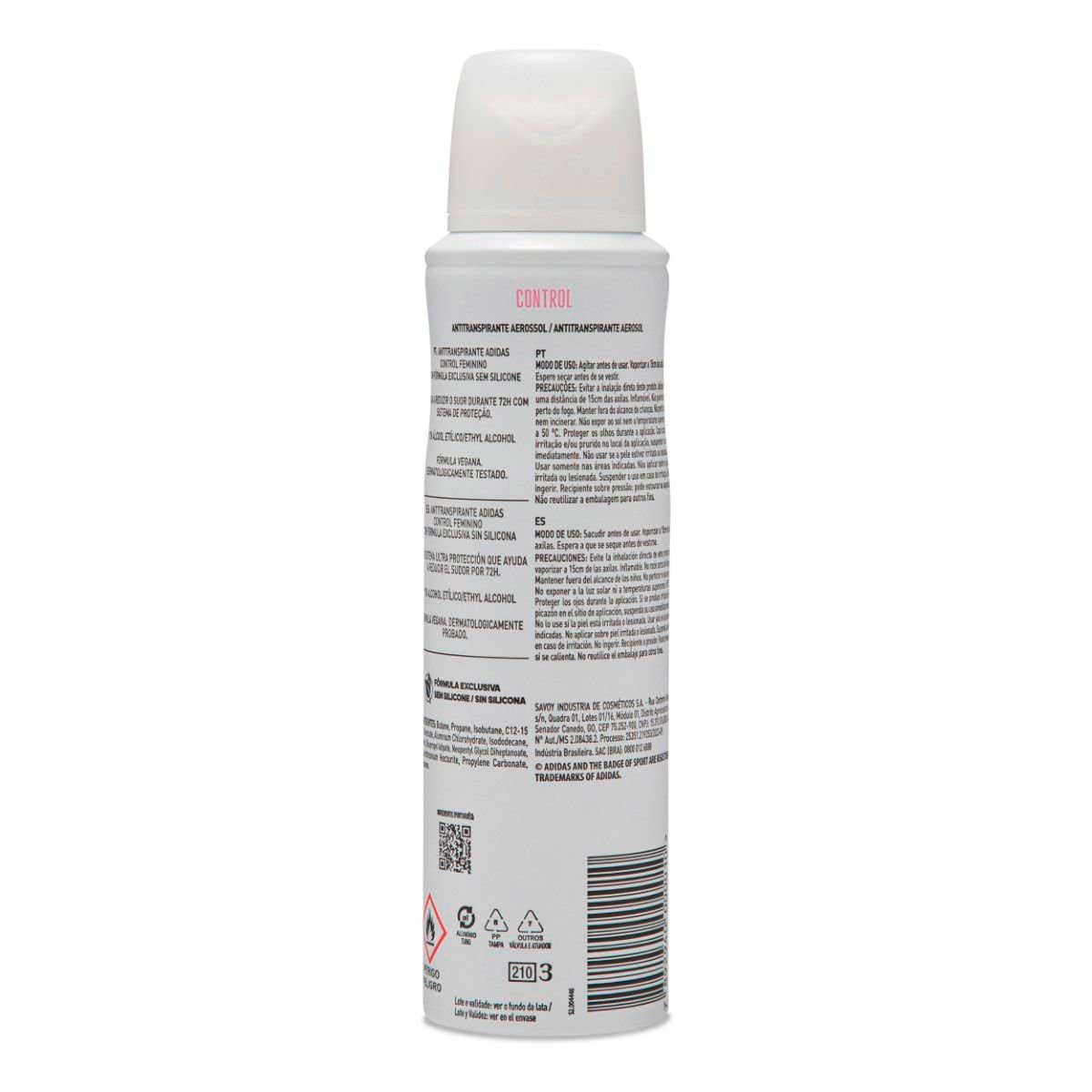 Desodorante Adidas Feminino Aerossol Antitranspirante Control 150ml