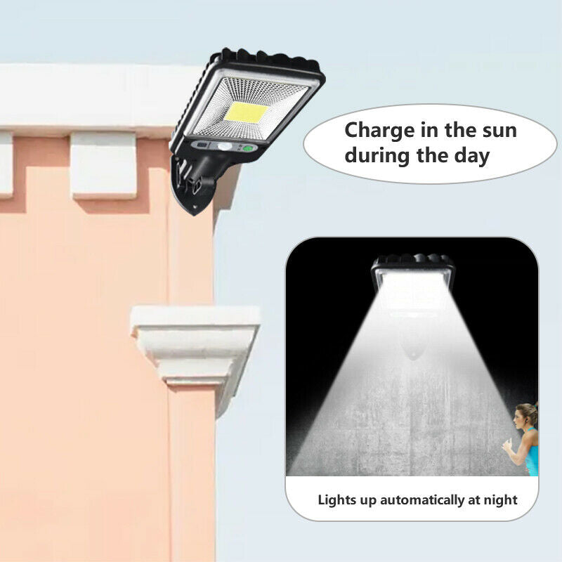 SOATUTO Solar Street Lights Outdoor Lamp， Security Flood Light 450W Dusk to Dawn IP67 Waterproof Light with Remote Control for Yard， Garden， Street， Basketball Court， Parking Lot - 450W