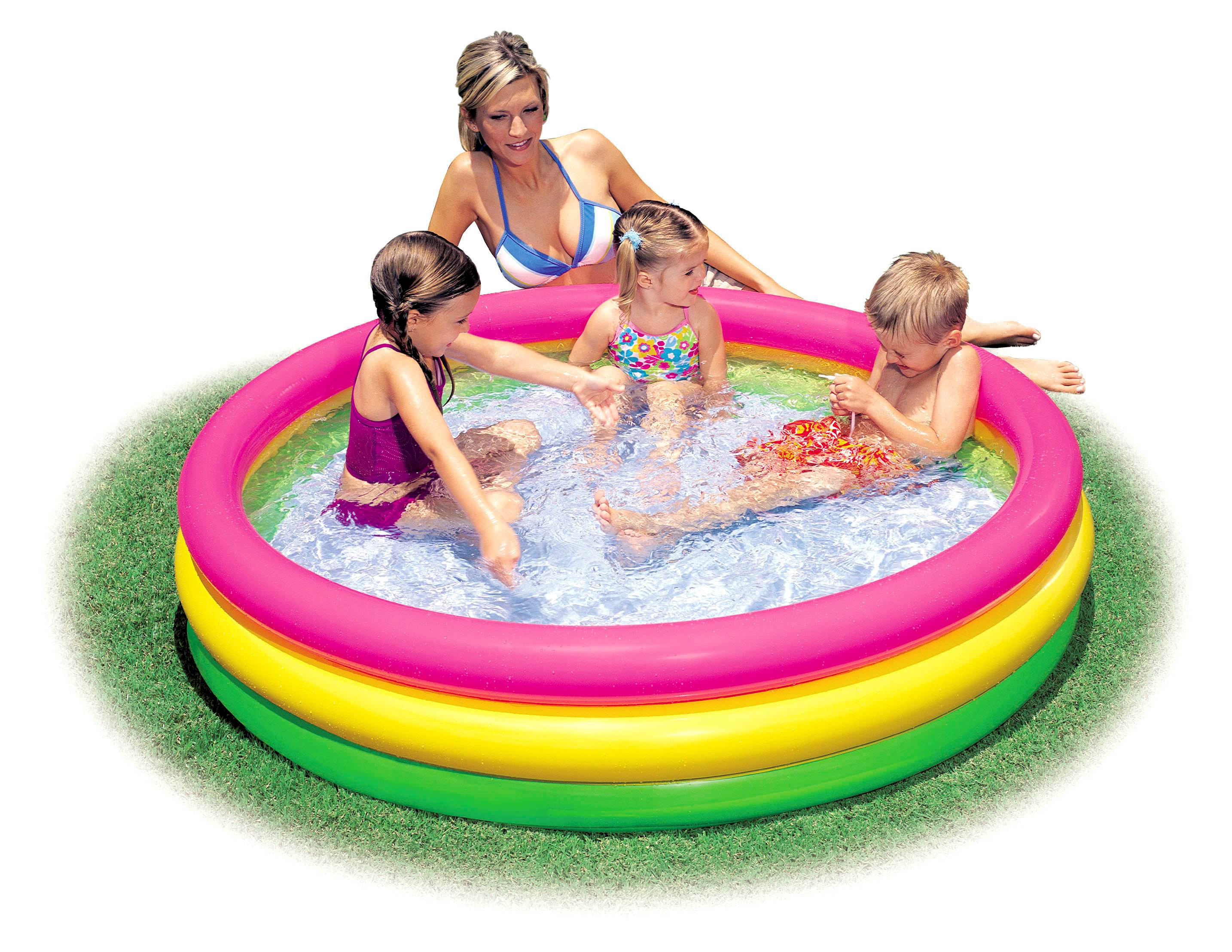 Intex 4ft x 13in Inflatable Sunset Glow Colorful Backyard Round Kiddie Pool