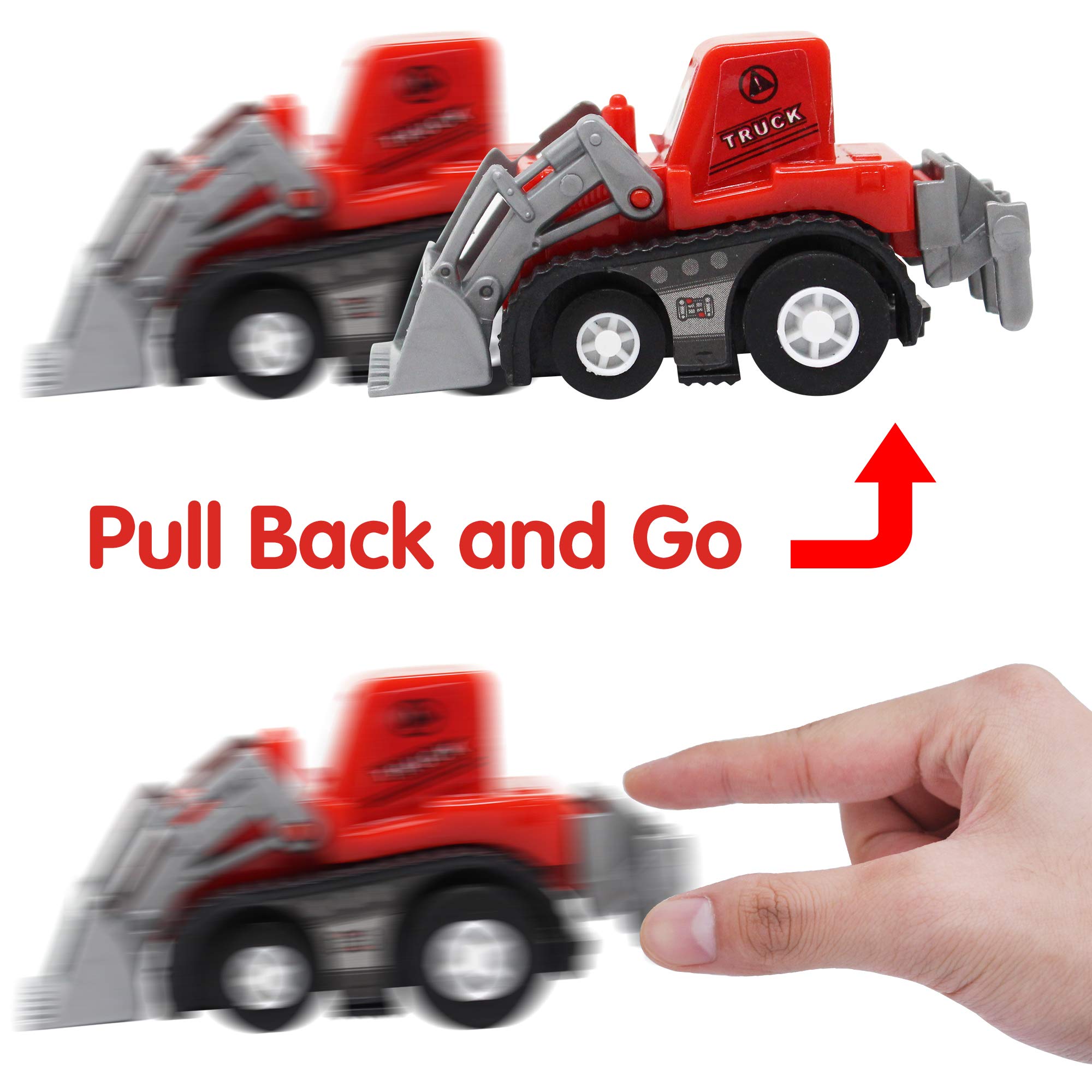 JOYIN 18 PCS Pull Back Car Assorted Mini Truck Model Car， Friction Powered Race Cars Vehicle Set for Toddlers， Boys， and Girls’ Educational Pretend Play