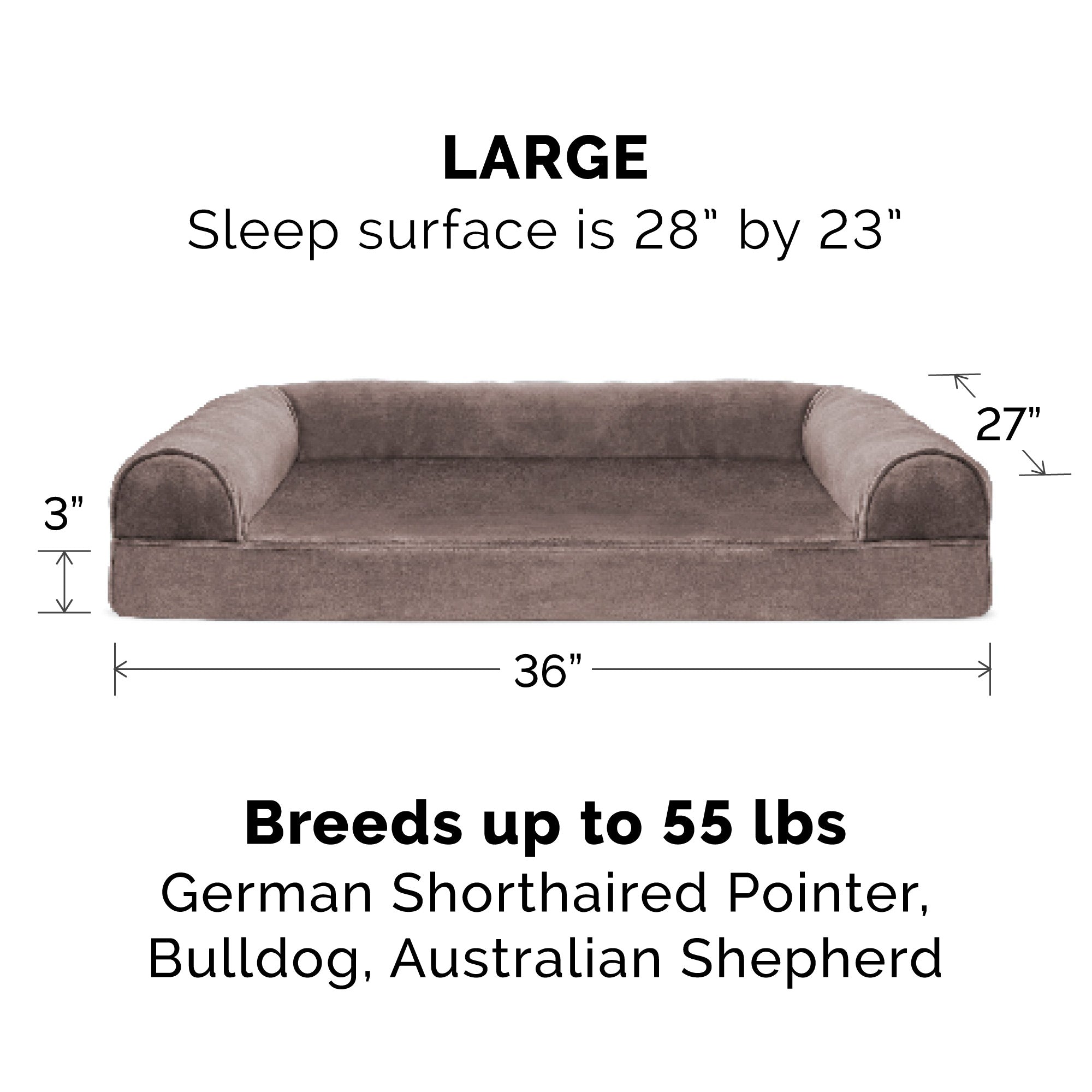 FurHaven Pet Products | Cooling Gel Memory Foam Orthopedic Faux Fur and Velvet Sofa-Style Couch Pet Bed for Dogs and Cats， Driftwood Brown， Large