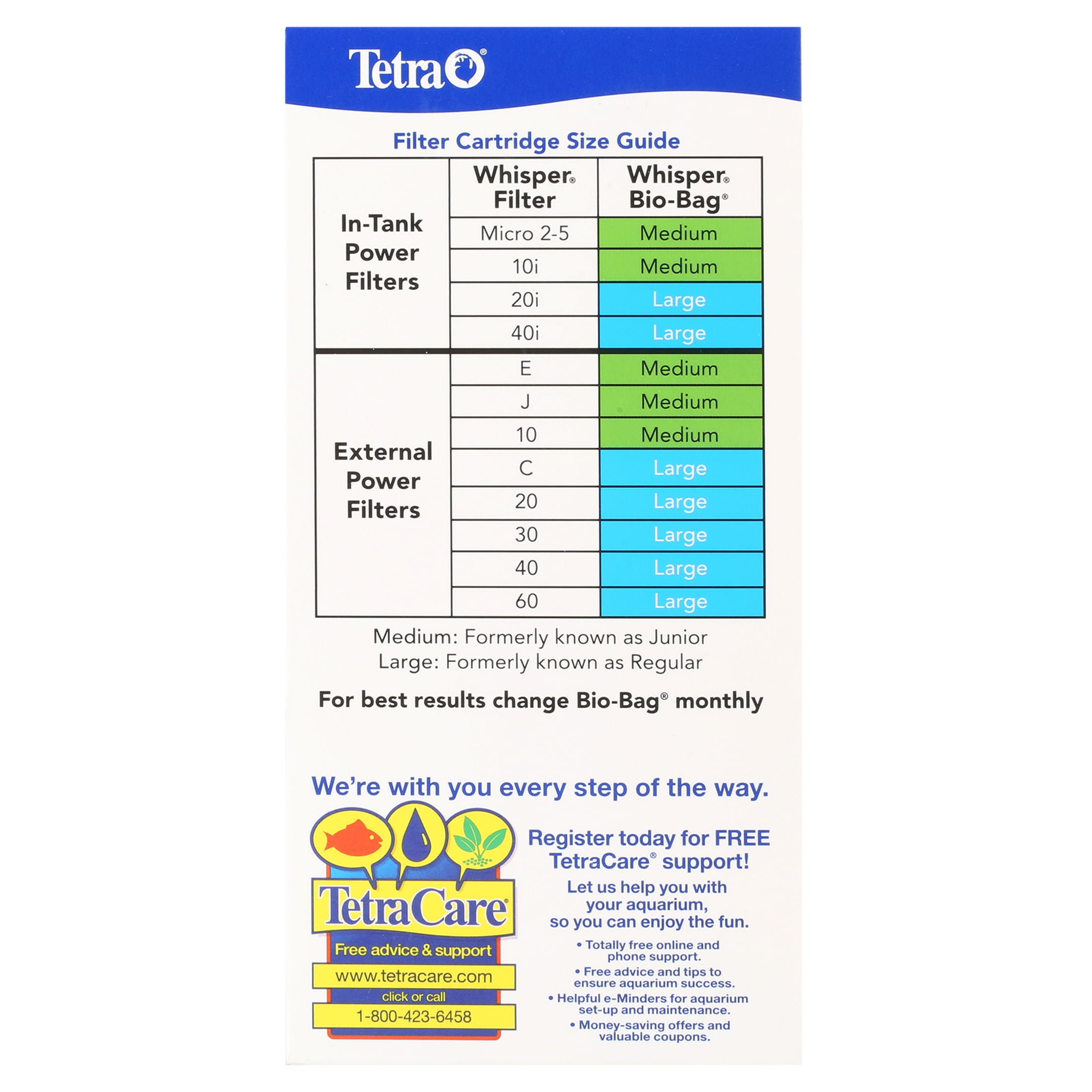 Tetra Whisper Bio-Bag Disposable Filter Cartridge 3 Count， for Aquariums， Large