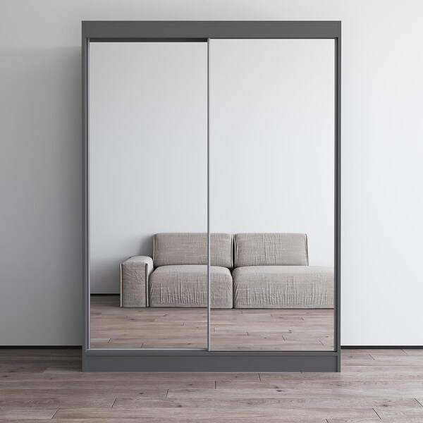 Copper Grove Parasol Modern Glossy Mirrored 2-door Wardrobe Armoire - - 29338073