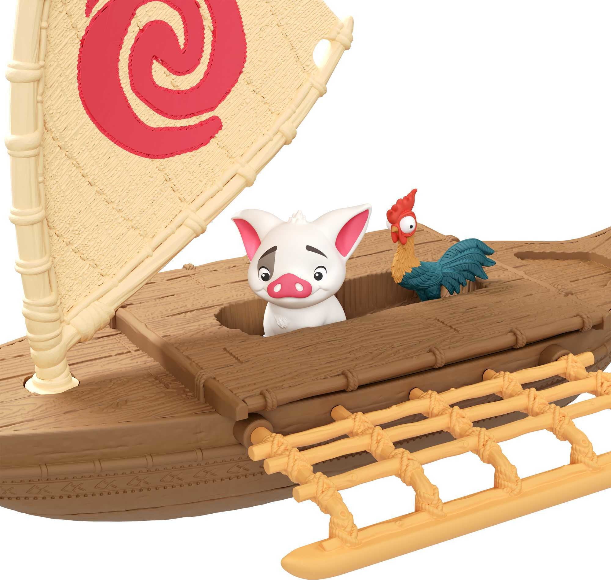 Disney Princess Moana Boat Adventure Playset with Small Doll, Floating Boat & 2 Character Friends