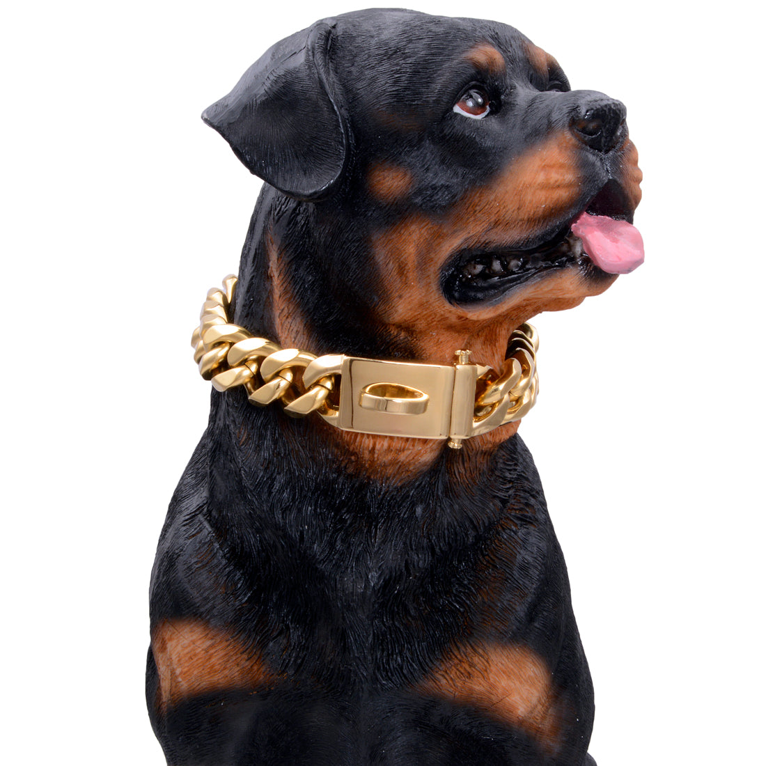 W/W Lifetime Gold Collar Cuban Chain for Small Medium Large American Pitbull French Bulldog Dogs
