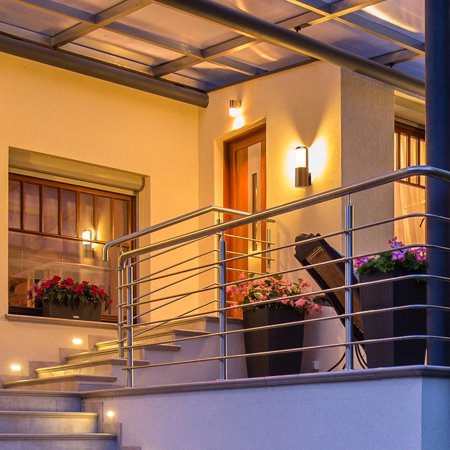 LMP Outdoor Wall Light, IP65 Waterproof Aluminium Outdoor Exterior Light Fixture,Porch Light warm white 3000K, Classic E26 LED Wall Lamp, Bulbs Included,4 PCS