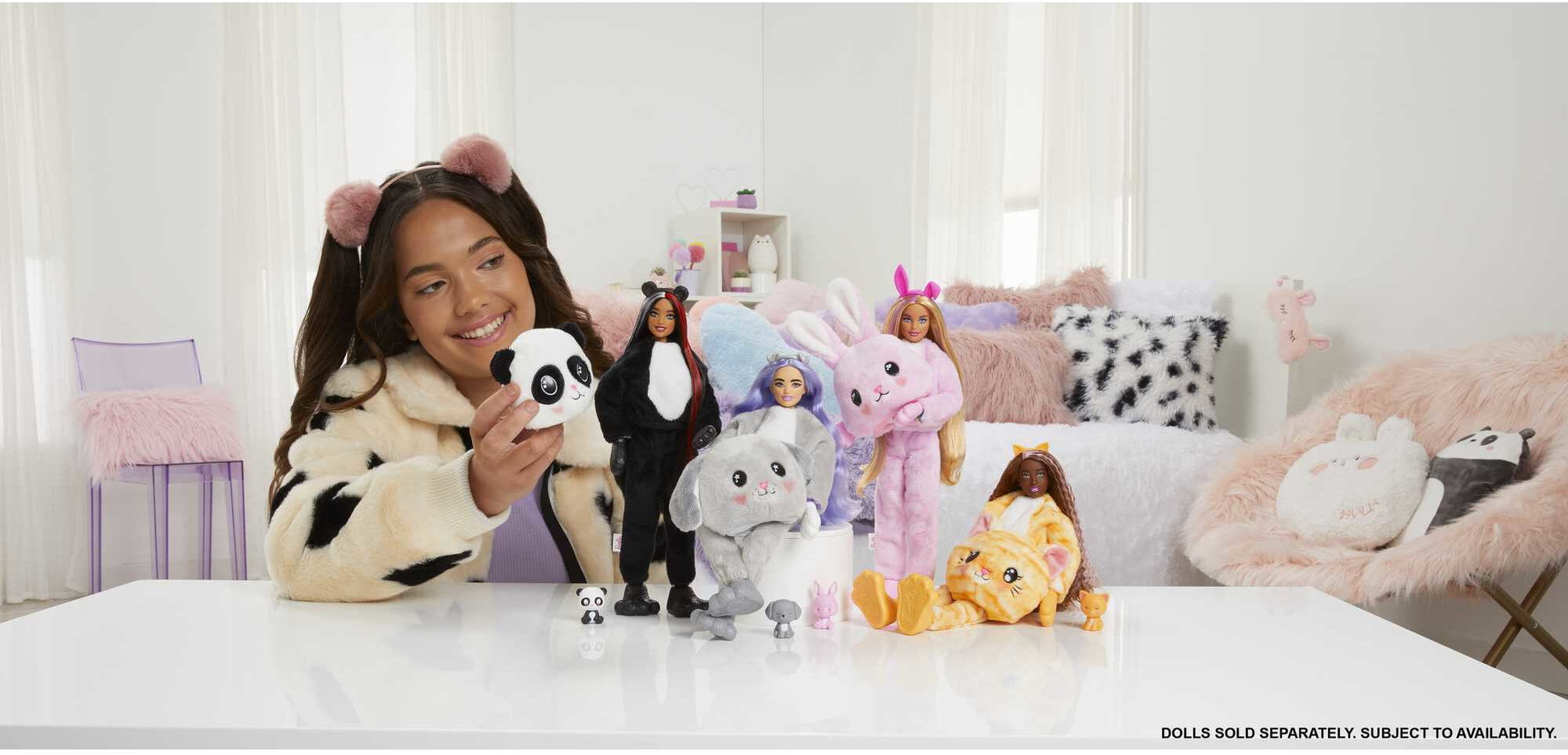 Barbie Cutie Reveal Fashion Doll with Panda Plush Costume, Mini Pet & Accessories