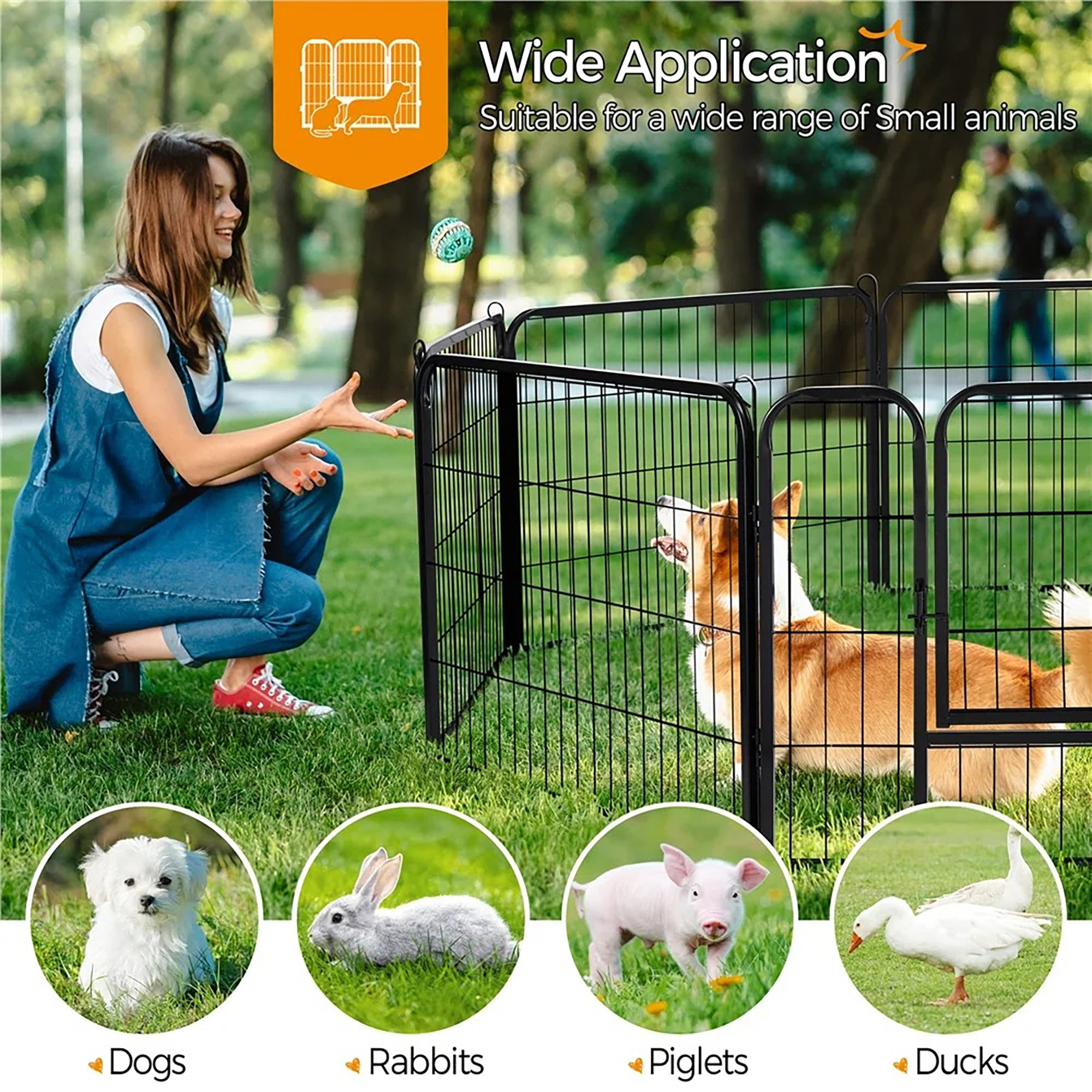 Semiocthome Portable Pet Playpen Outdoor Foldable Metal Fence for Puppy Dog 16 Panels，25
