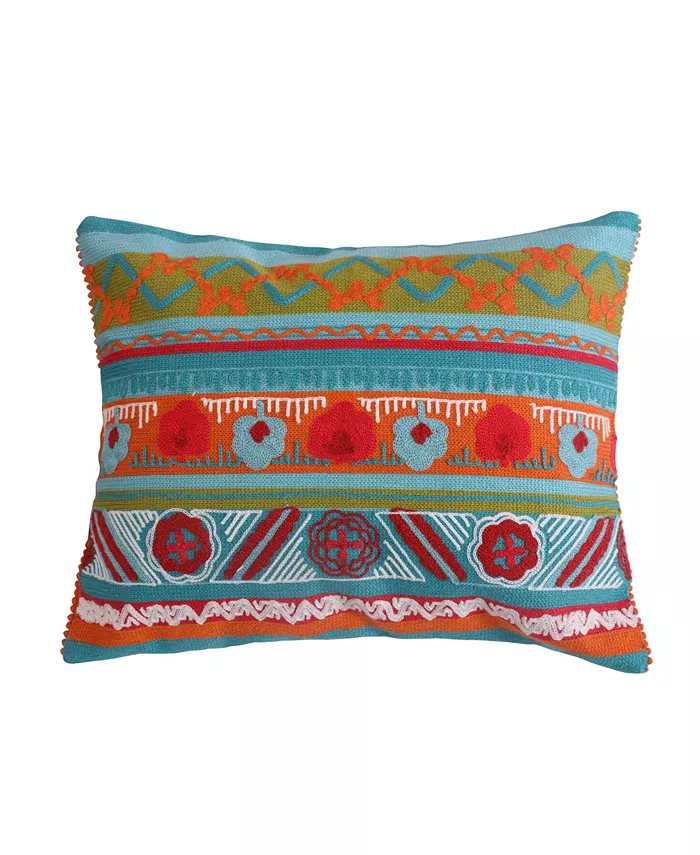 Levtex Mirage Crewel Poms Decorative Pillow， 14