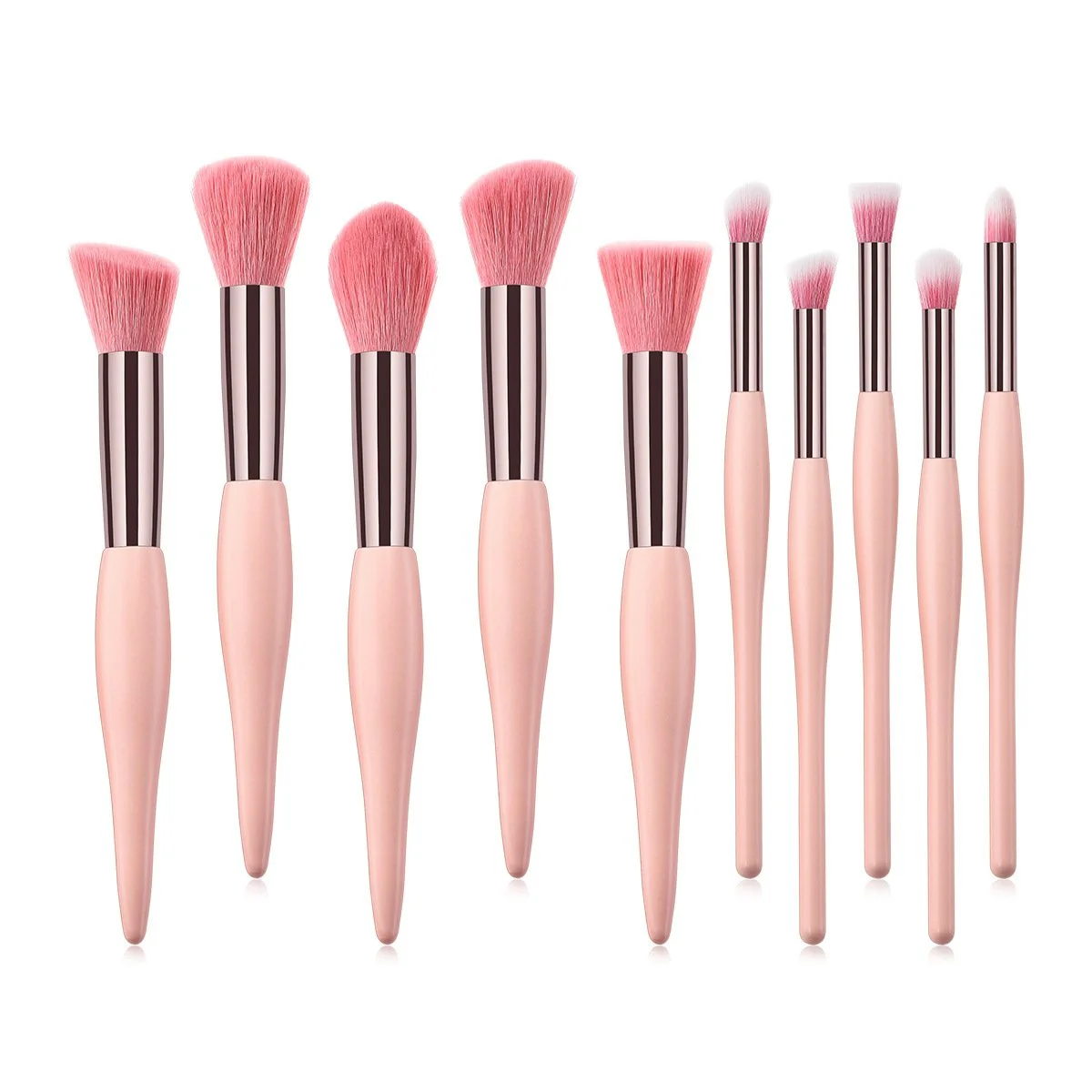 Custom Logo Pink Makeup Brushes Rose Gold Ferrule Brush Makeup Kit
