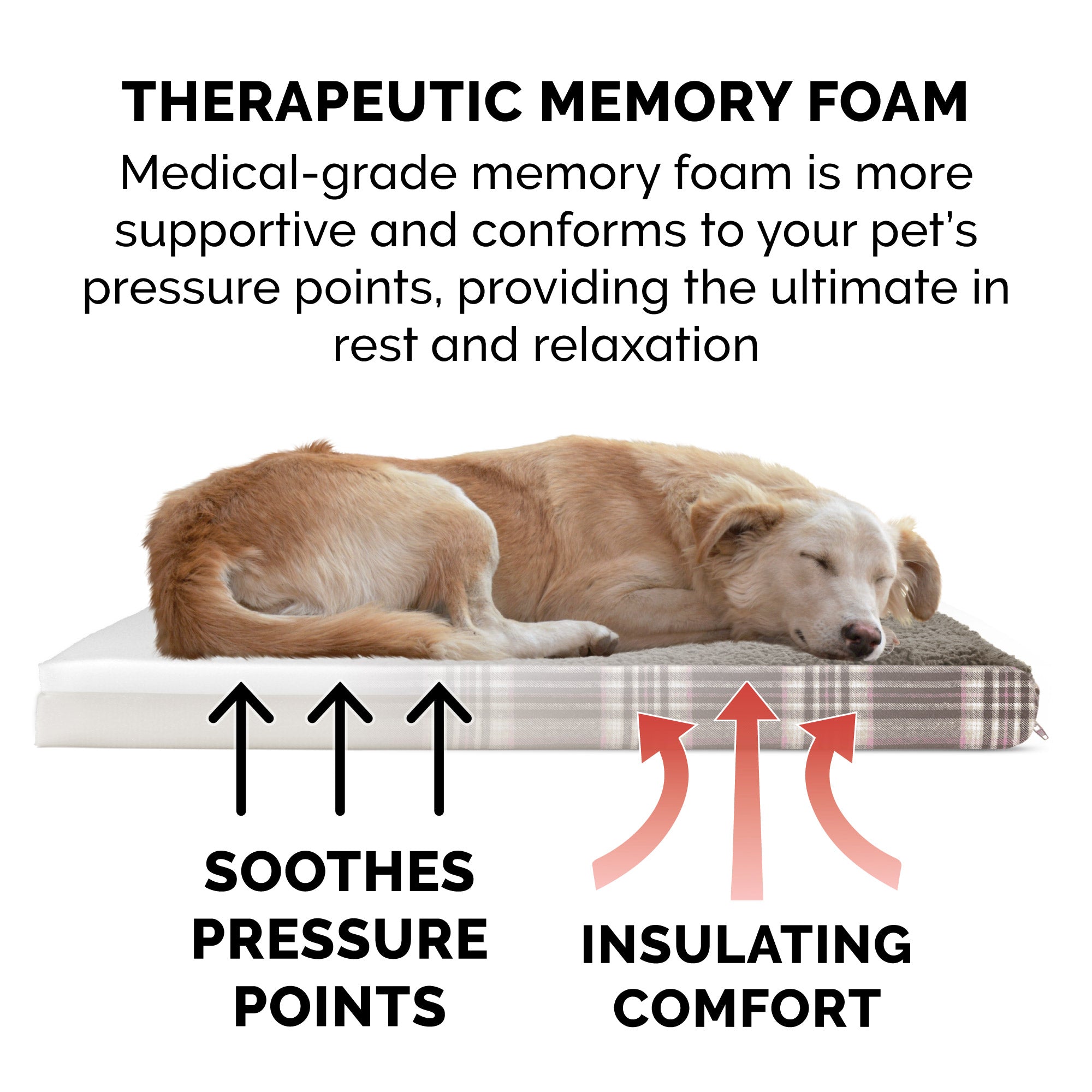 FurHaven Pet Dog Bed | Deluxe Memory Foam Faux Sheepskin and Plaid Mattress Pet Bed for Dogs and Cats， Java Brown， Small