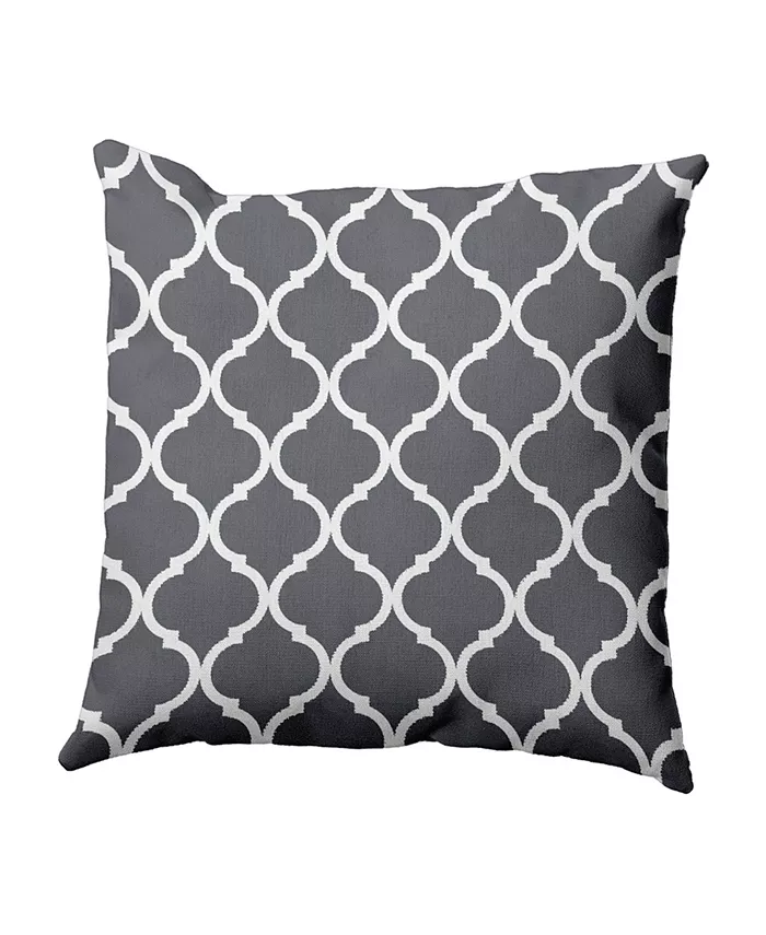 E by Design 16 Inch Dark Gray Decorative Trellis Print Throw Pillow