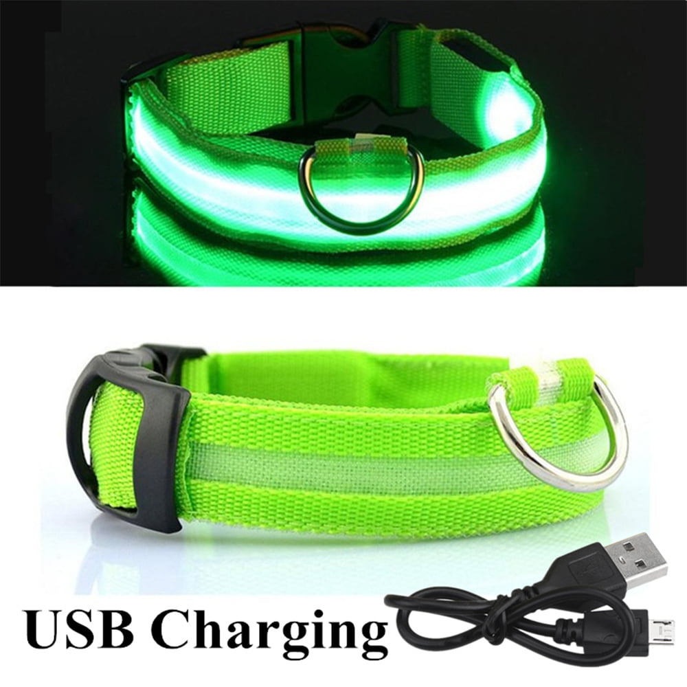Light Up Dog Collars-LED Dog Collar Rechargeable Lighted Dog Collar Waterproof Night Walking Glow Collar for Dogs (S， Green)