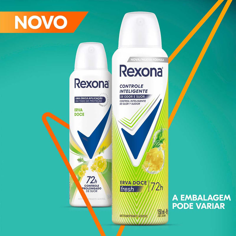 Desodorante Antitranspirante Aerosol Feminino Rexona Erva Doce 150ml
