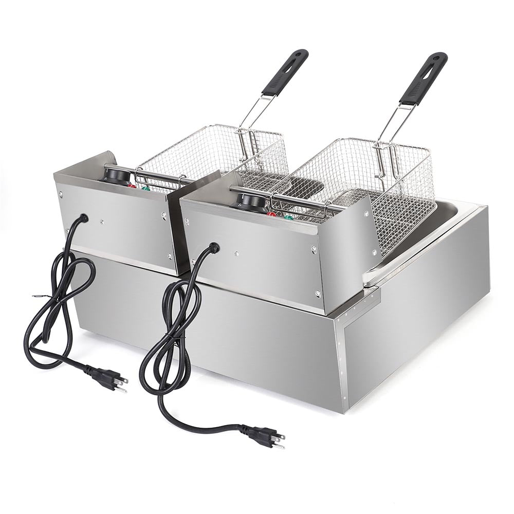 Yescom Double Deep Fryer for Turkey Fish 2x12.7QT 110V 5000W