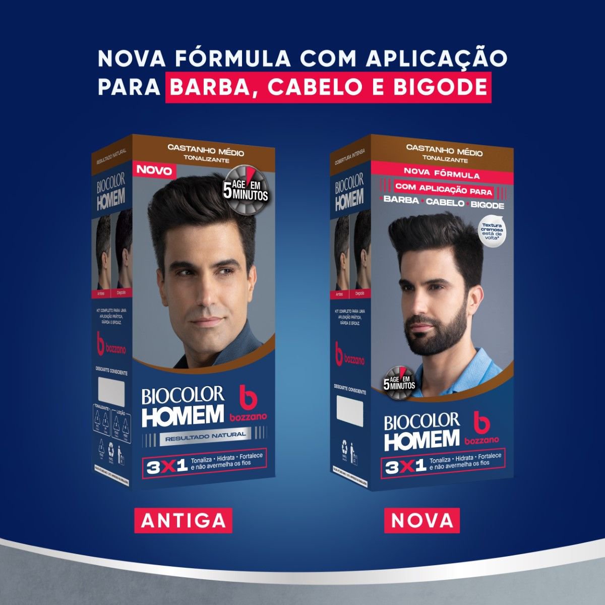 Tonalizante de Cabelo Masculino Biocolor Homem Bozzano Castanho Medio