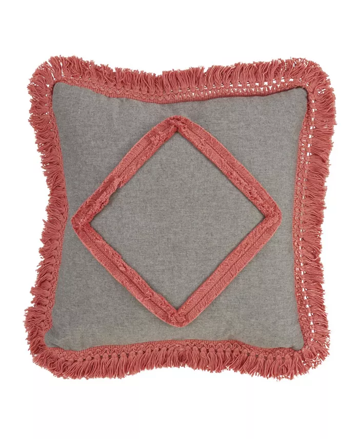 Saro Lifestyle Lace Applique Fringed Decorative Pillow， 18