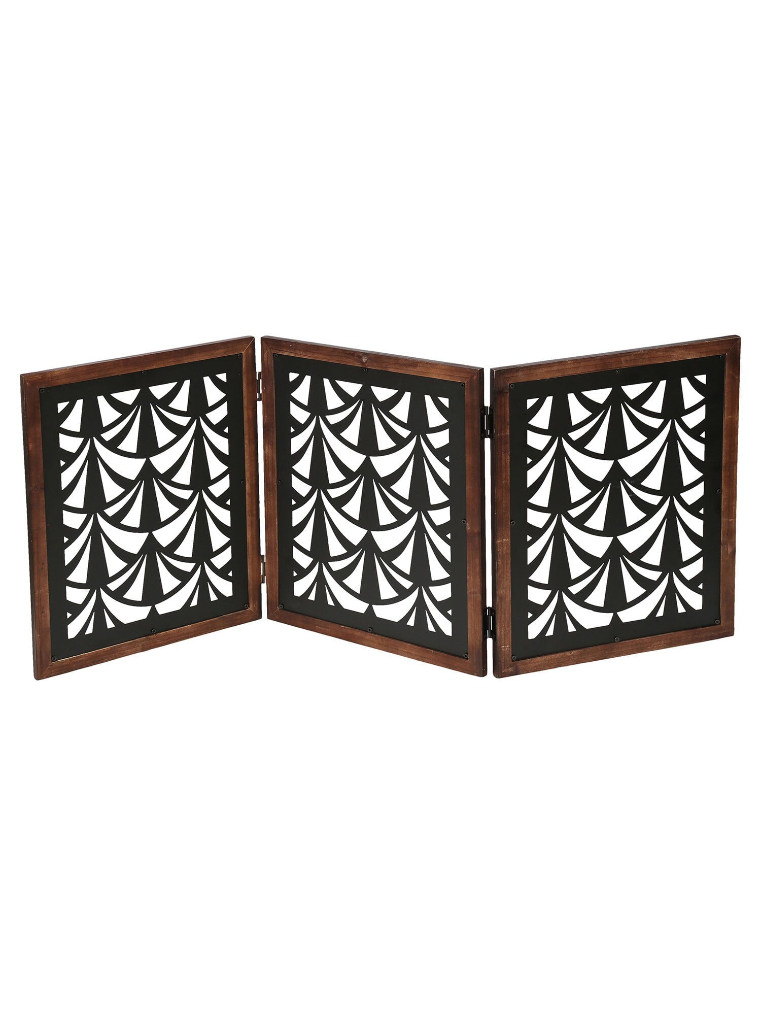Free Standing Pet Gate - Wood with Metal Fans 3-Panel Dog Fence