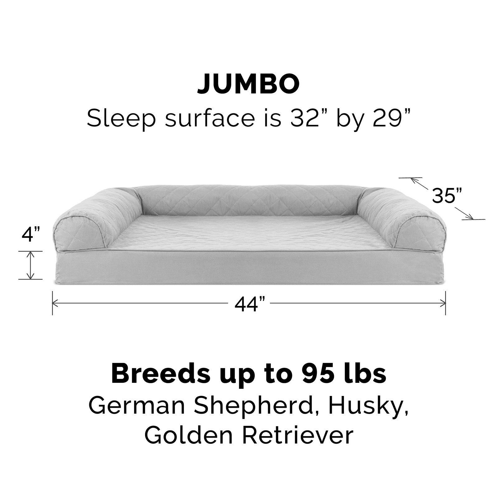 FurHaven Pet Products | Full Support Orthopedic Quilted Sofa Pet Bed for Dogs and Cats - Silver Gray， Jumbo