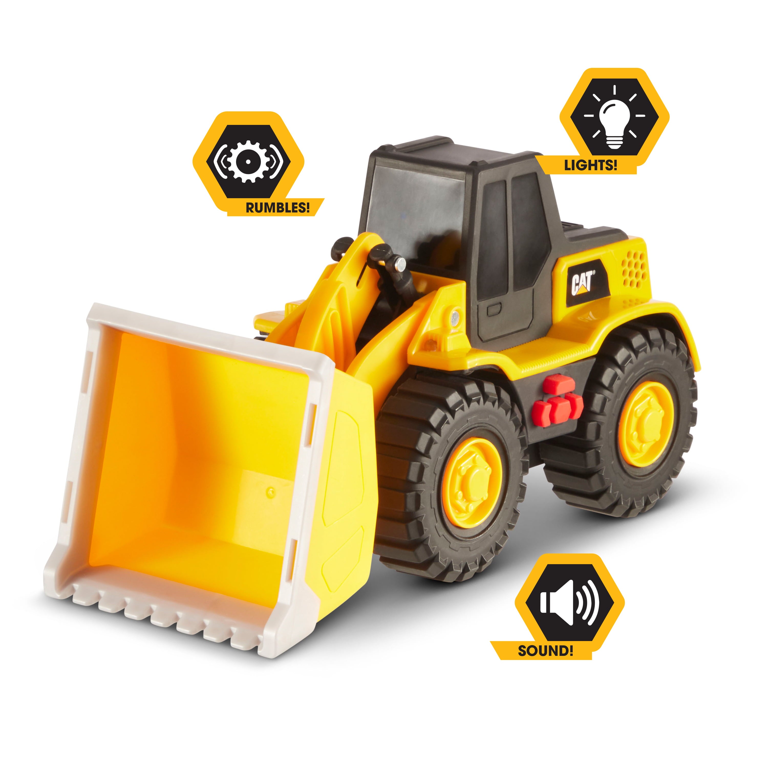 Cat Tough Machines Light and Sound Toy Vehicle Set Including Bonus Hard Helmet. Includes Cat Officially Licensed Dump Truck and Front End Loader.