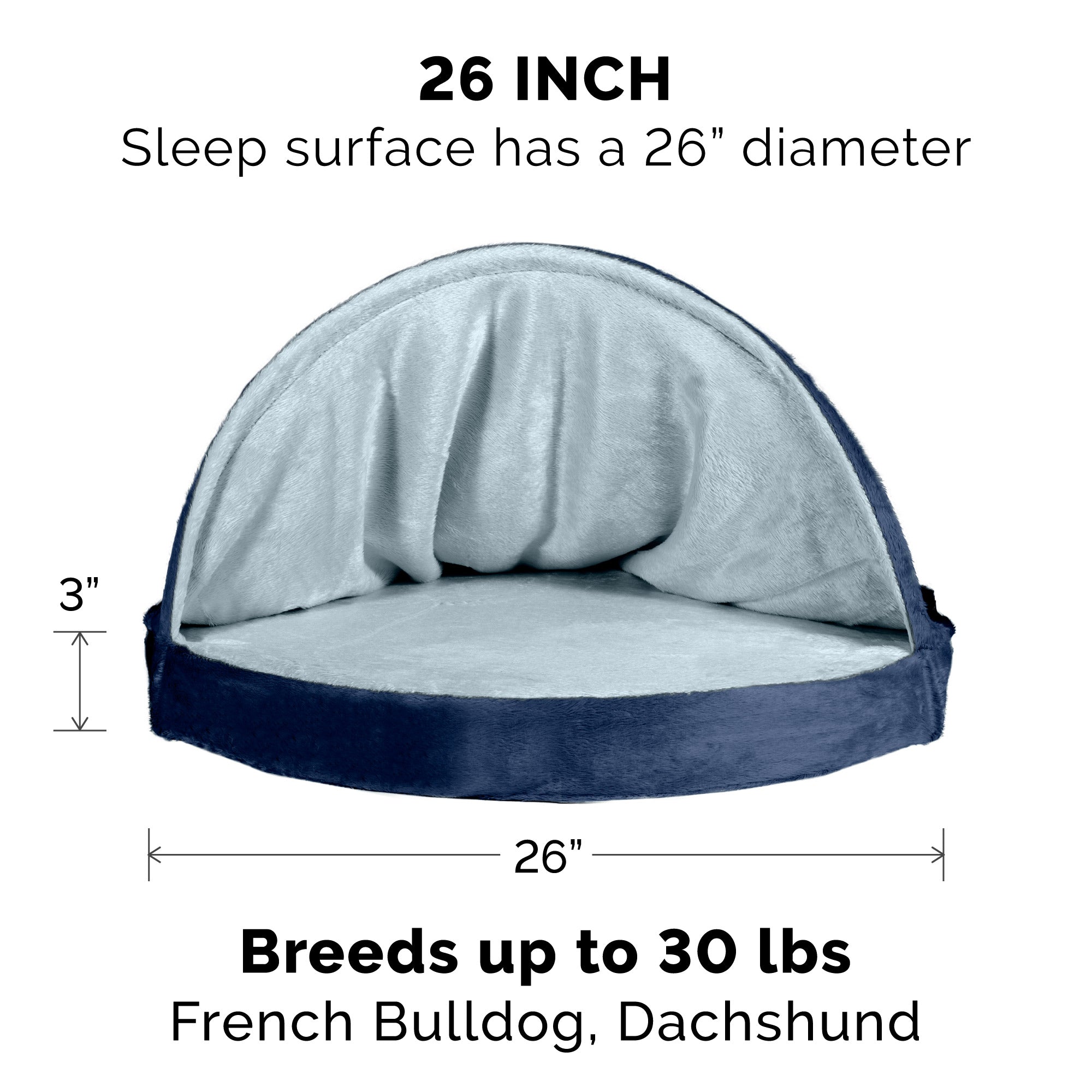FurHaven | Orthopedic Microvelvet Snuggery Burrow Pet Bed for Dogs and Cats， Navy， 26-Inch