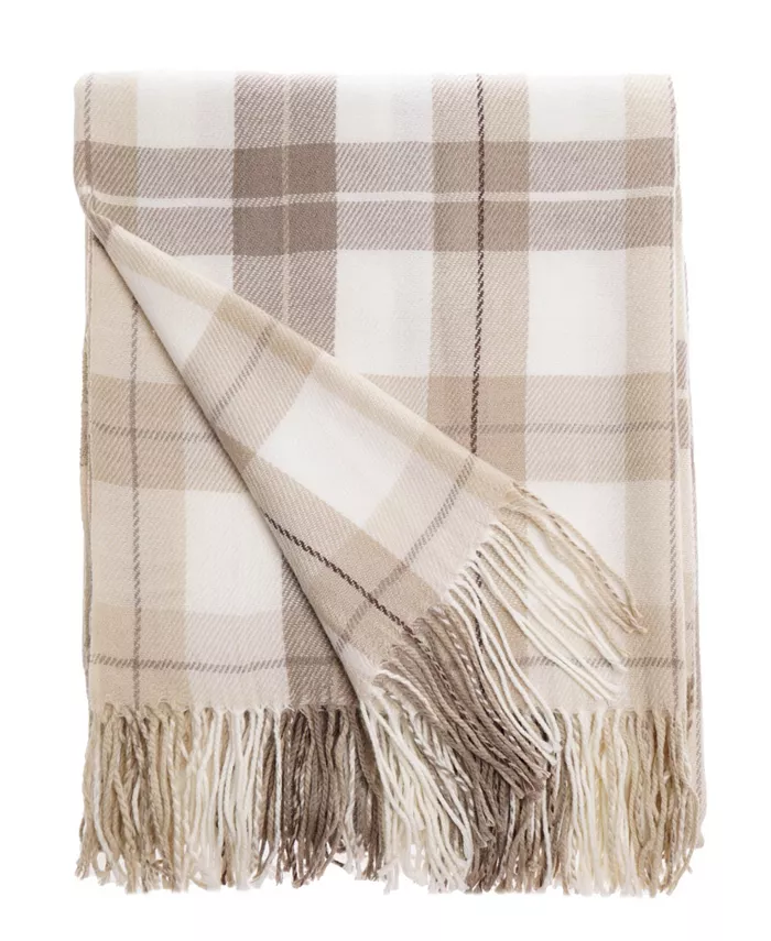 Happycare Textiles Yarn-Dyed Woven Plaid Throw with Fringe， 60