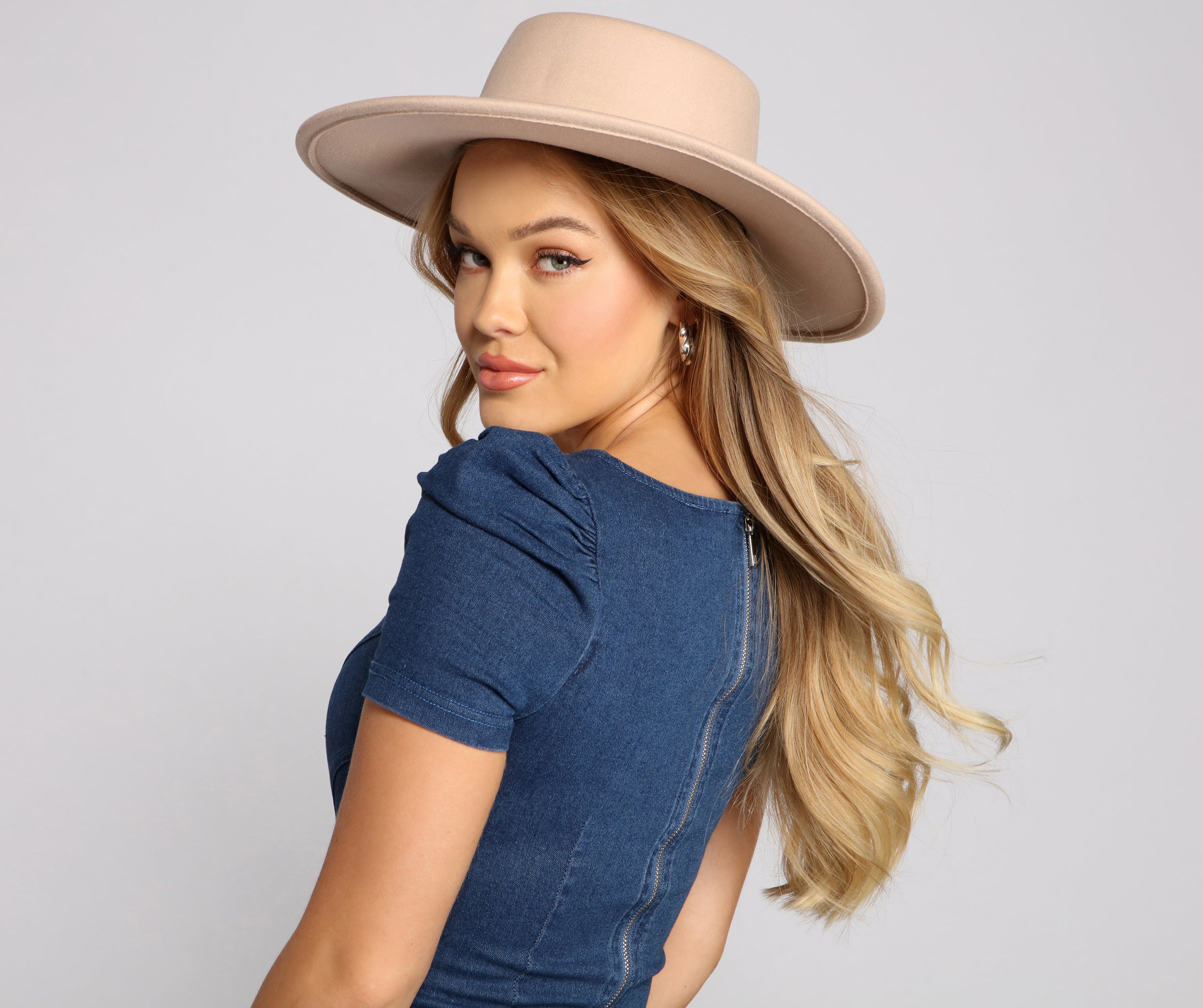 Sunny Vibes Faux Wool Boater Hat