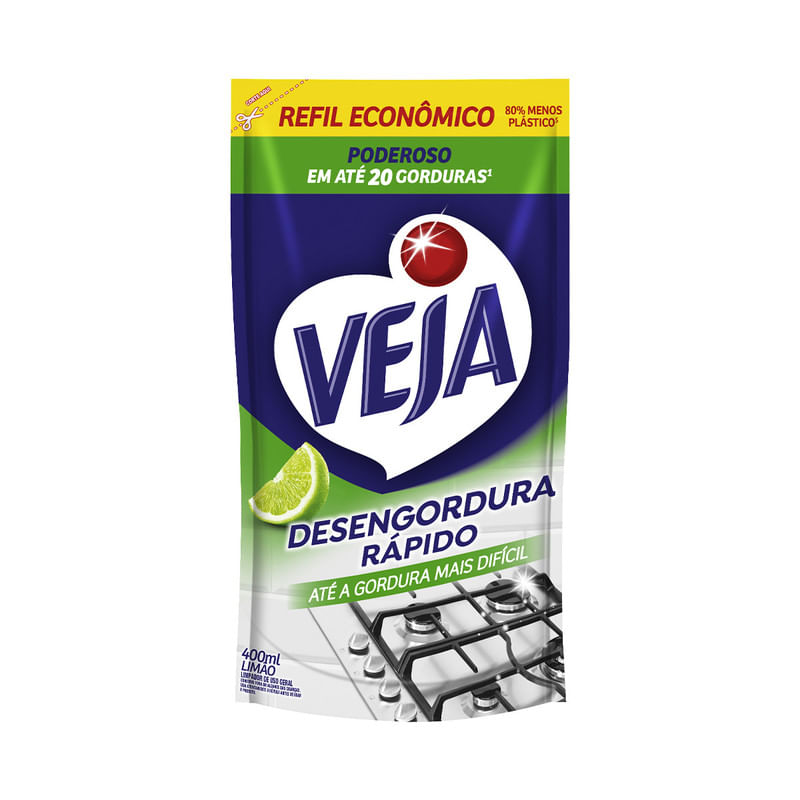 Veja Desengordura Rapido Limpador Limao 400ml Refil Economico