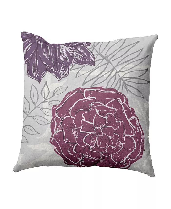 E by Design 16 Inch Purple Decorative Floral Throw Pillow