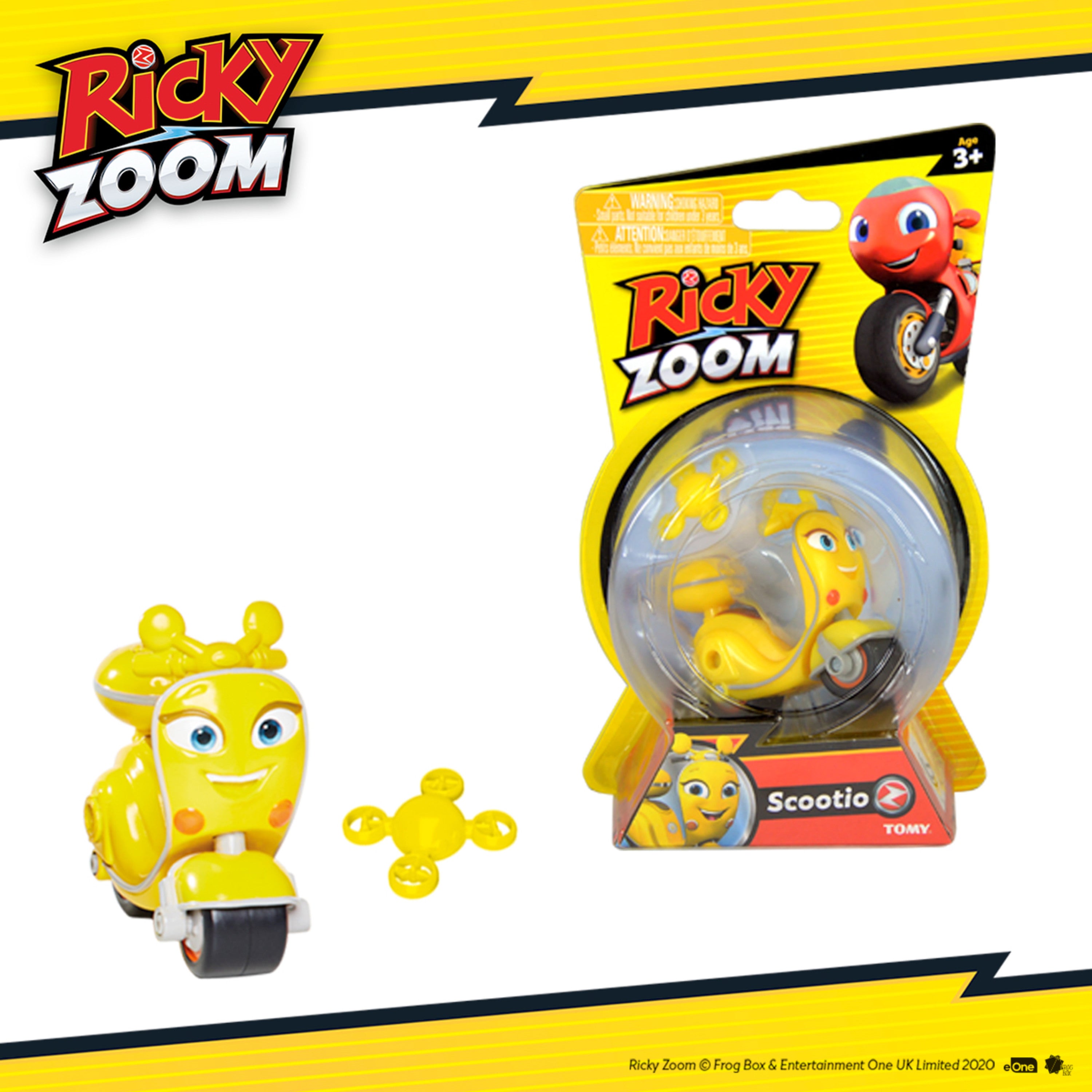 Ricky Zoom: Scootio Whizzbang Toy Scooter from Ricky Zoom – 3-inch – Free-Wheeling， Free Standing Toy Bike for Preschool Play Action Figure Set