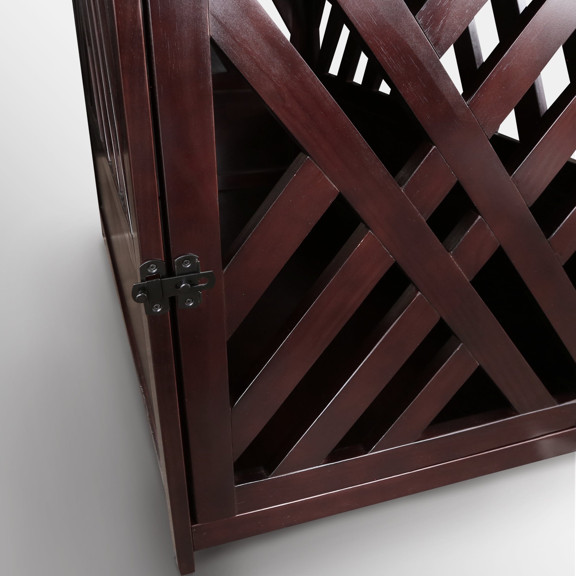 Casual Home Modern Lattice Wooden Pet Crate End Table， Espresso， Medium， 33