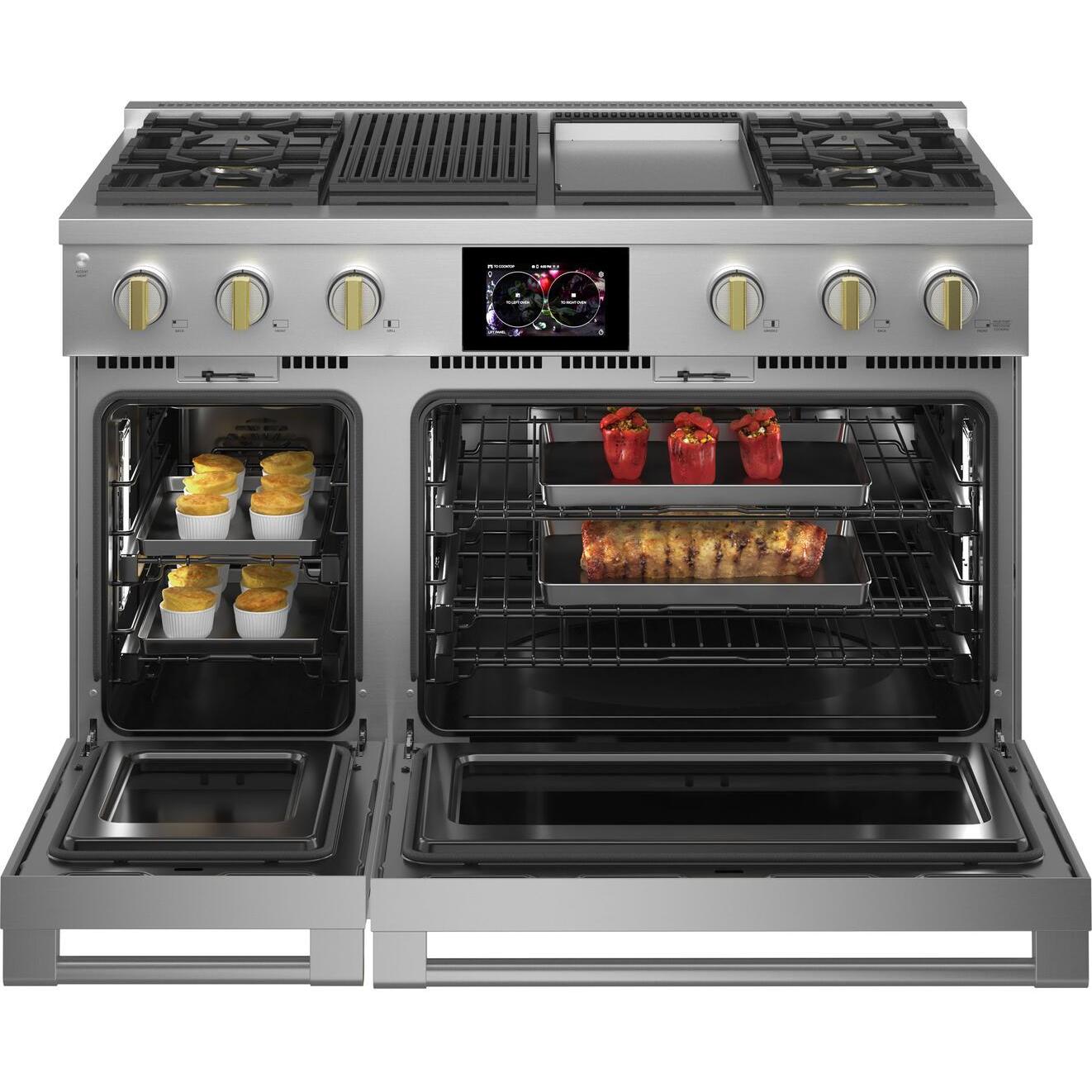 Monogram 48-inch Freestanding Dual-Fuel Range with True European Convection Technology ZDP484NGTSS