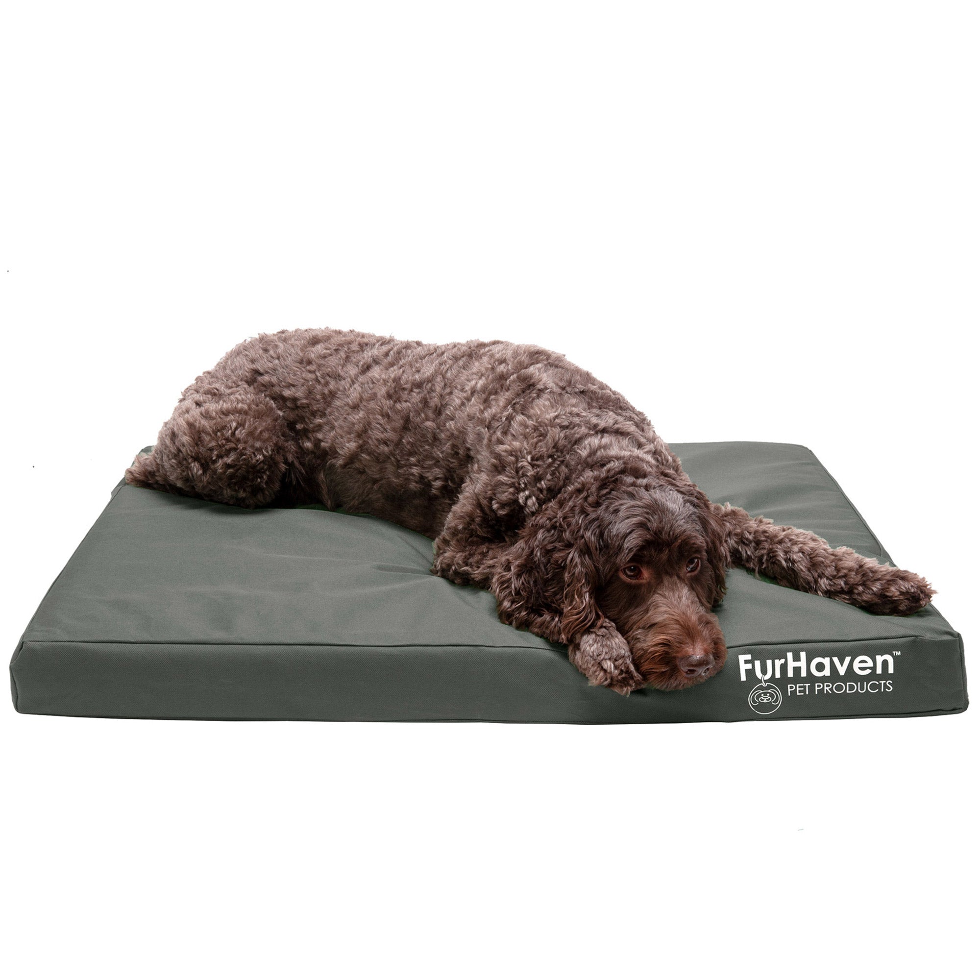 FurHaven Pet Products | Deluxe Orthopedic Oxford Indoor/Outdoor Water-Resistant Pet Bed for Dogs and Cats， Stone Gray， Large
