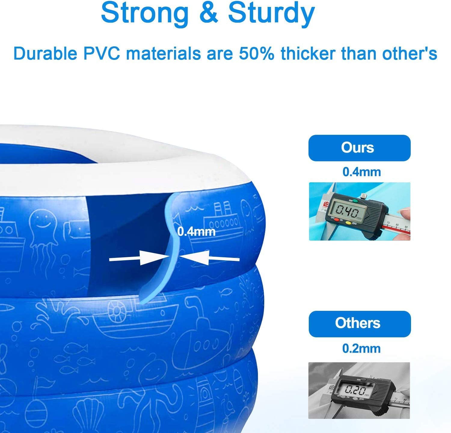 Inflatable Portable Swimming Pool Family Full Size Blow Up Kiddie Pool Play Center 92