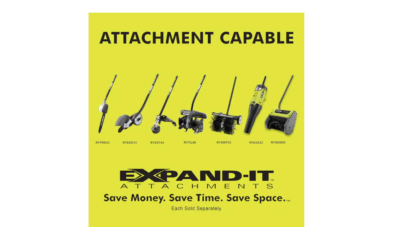 RYOBI P20110-PRN ONE+ 18V Brushless 15 in. Cordless Attachment Capable String Trimmer and Pole Saw Attachment w/ 4.0 Ah Battery and Charger