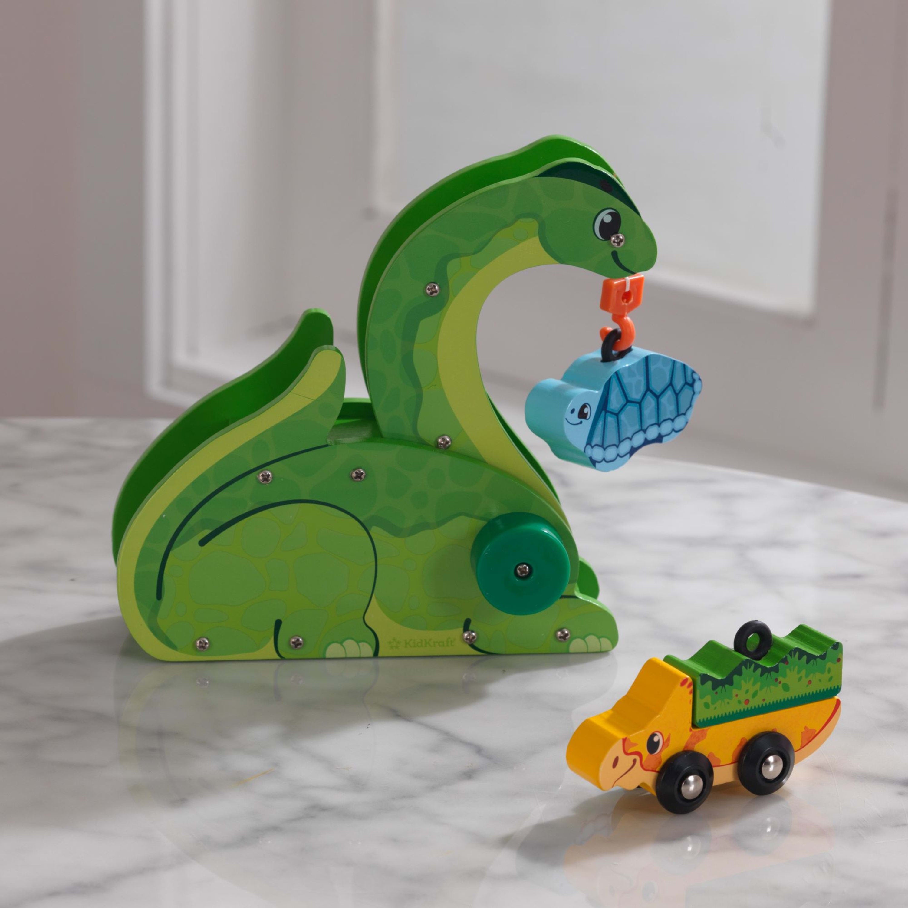 KidKraft Adventure Tracks™: Dino World Cretaceous Crane Wood Train Track Vehicle Play Set