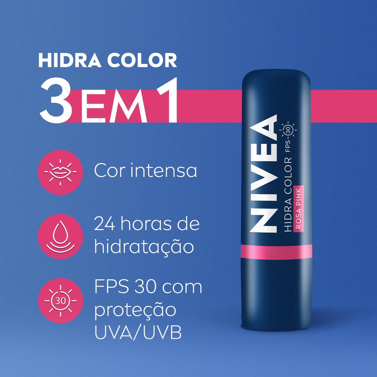 Hidratante Labial NIVEA Hidra Color Rosa Pink 4,8g