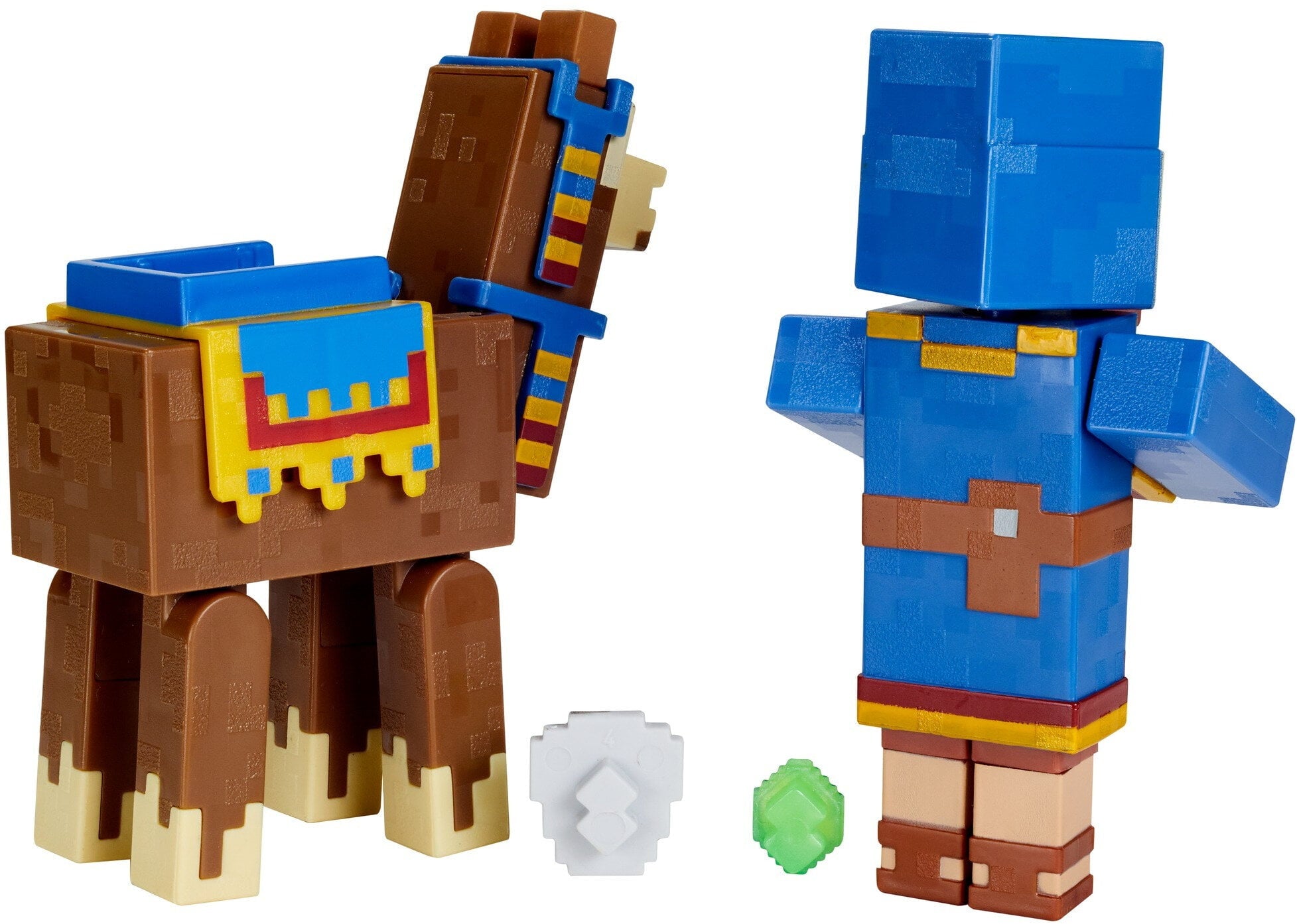 Mattel Minecraft Craft-A-Block Wandering Trader and Llama Action Figure Set， 2 Pieces
