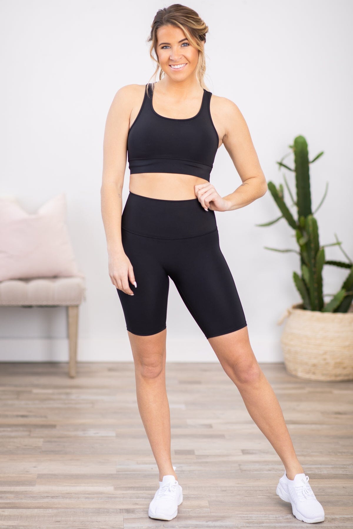 Black Bra and Bike Short Set