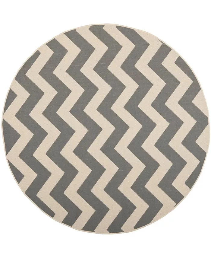 Safavieh Courtyard Gray and Beige 4' x 4' Round Outdoor Area Rug