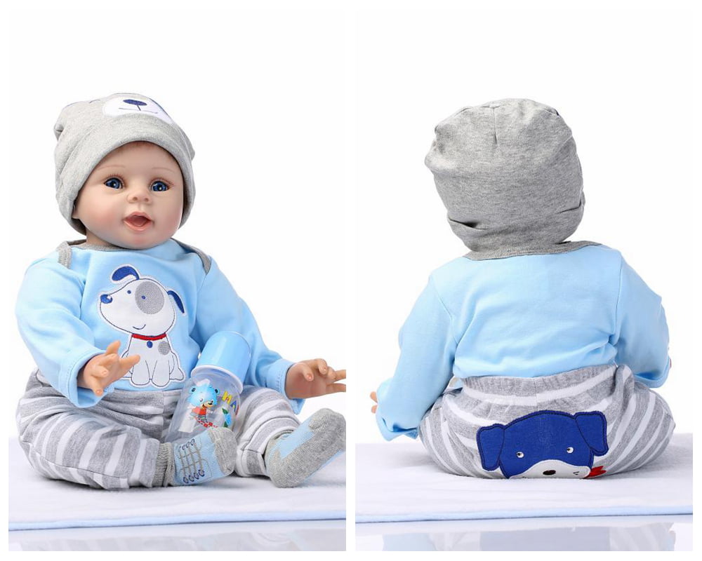 SalonMore 22" Reborn Baby Dolls,Cotton & Silicone Body,Baby Boy Doll for Kids, Blue