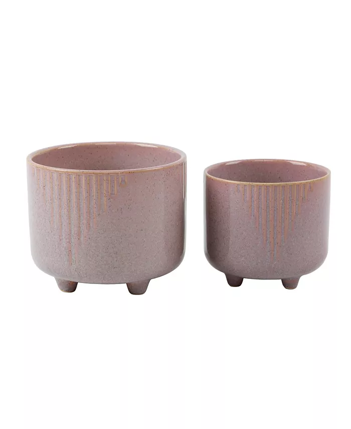Flora Bunda Cascade Footed Ceramic Planter， Set of 2