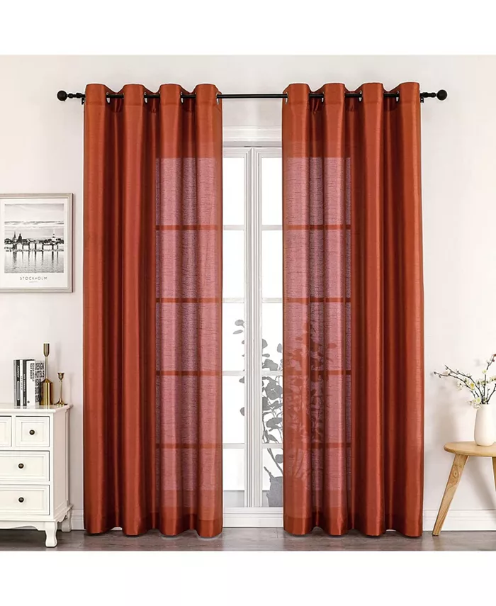 Kate Aurora Artisan Lightweight Transparent Faux Silk Sheer Grommet Single Curtain Panel