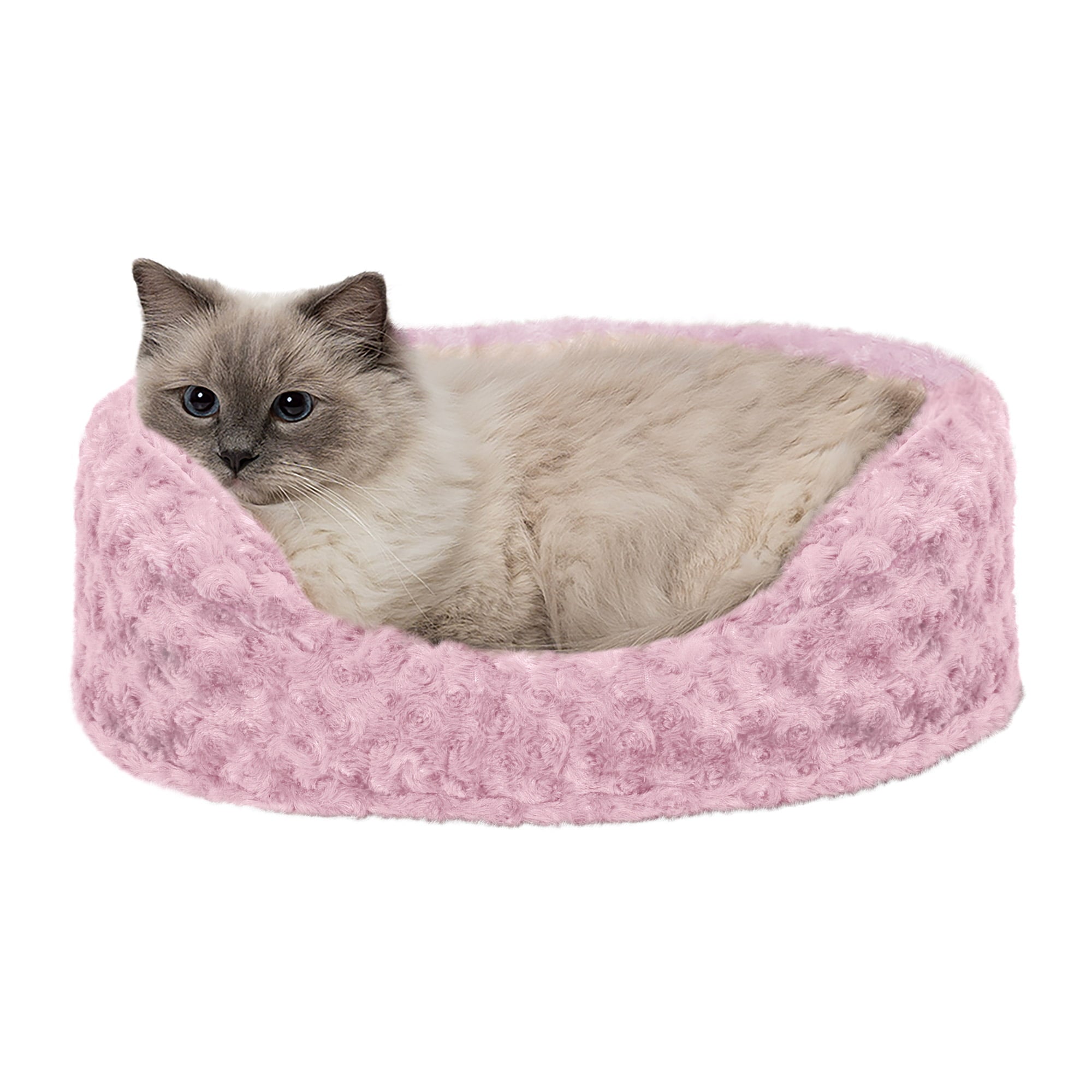 FurHaven | Oval Ultra Plush Pet Bed for Dogs and Cats， Strawberry， Small
