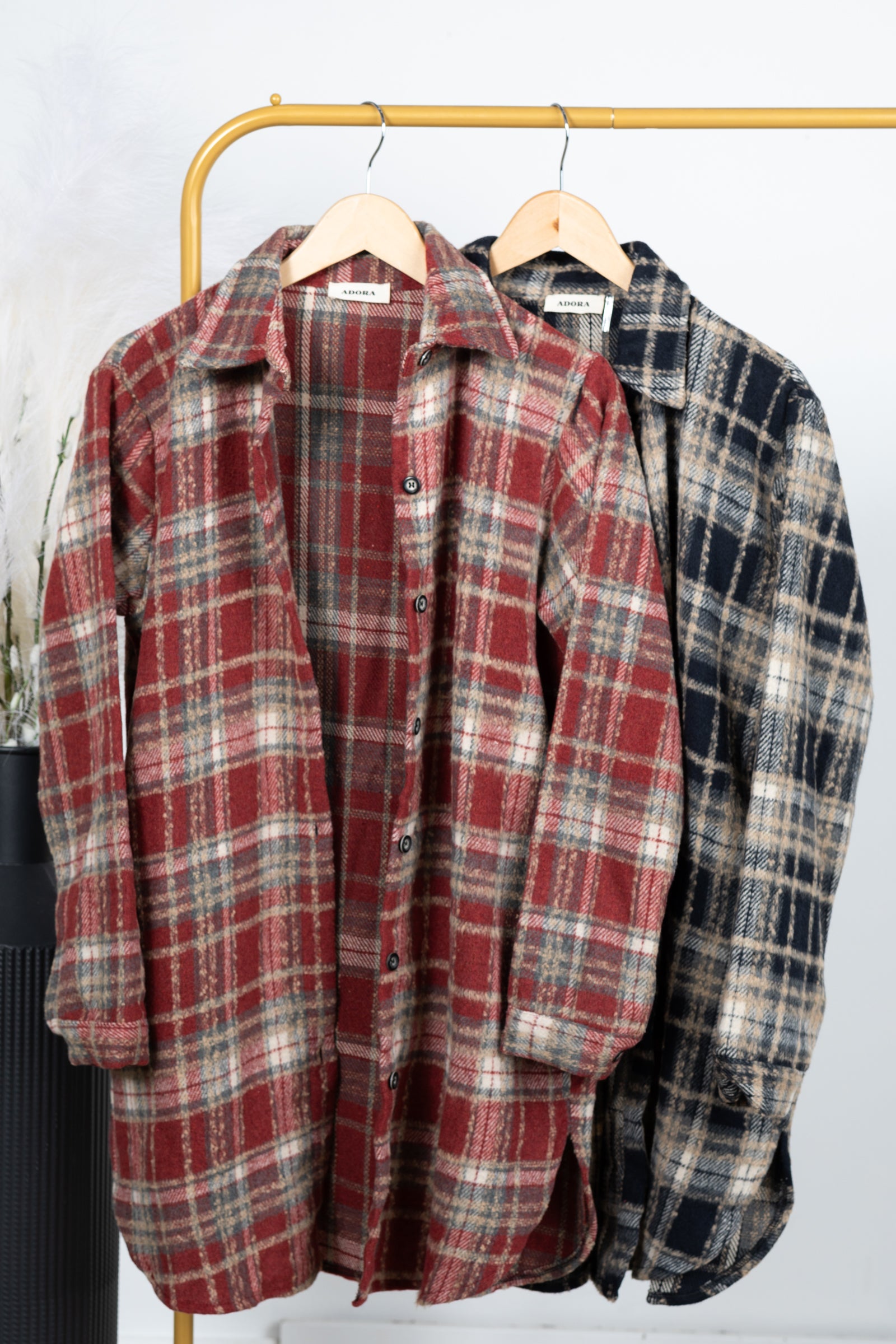 Plaid Button Down Long Flannel Shacket